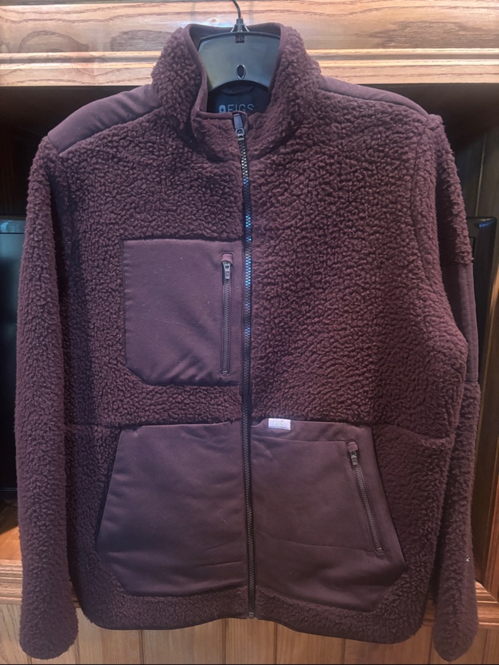 Figs jacket-Sherpa-worn one time-chocolate brown